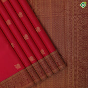 Magenta pink gold zari peacock butta motifs magenta copper gold zari zig zag border gift silk saree