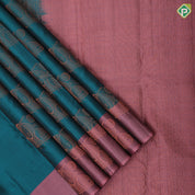 Peacock green copper zari fancy butta Dark onion pink copper zari fancy border pure mix silk saree