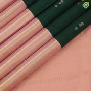 Dark green silver gold zari thread work small flower butta baby pink gold zari high border vintage silk saree