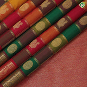 Multi color gold zari paalum pazhamum checks design maroon gold zari peacock border traditional silk saree