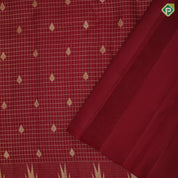 Maroon red gold zari kattam fancy thilagam butta self thazampoo design border temple gopuram pallu vintage silk saree