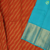 Honey Orange gold zari grand necklace design rama green gold zari floral high border bridal silk saree
