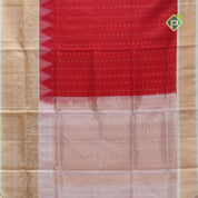 Chilly red with zari butta meena work sandal gold zari border kuppadam silk cotton saree