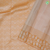 Orange silver zari grand floral creeper design self silver zari fancy flowers border organza silk saree