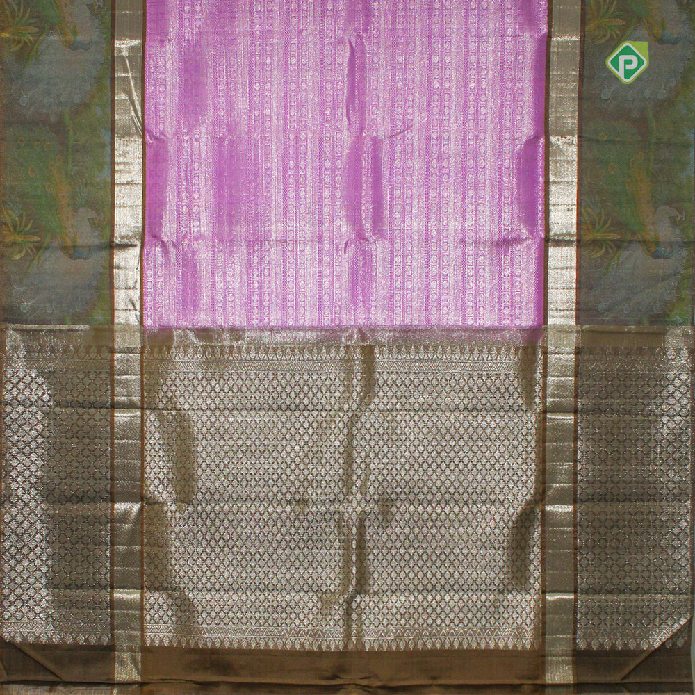 Lavender Scenery Fancy Border Trendy Designer Silk Saree