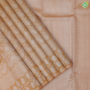 Orange silver zari grand floral creeper design self silver zari fancy flowers border organza silk saree