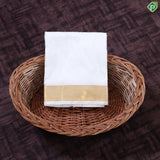 Cream White Gold Zari Border 8 Muzham 100 Kuligai Pure Mix Silk Dhoti
