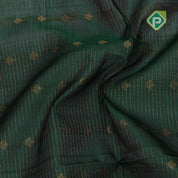 Bottle green with zari butta meena work lemon yellow gold zari border kuppadam silk cotton saree