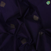 Dark blue gold zari leaf butta motif purple gold zari peacock banaras style design border gift silk saree