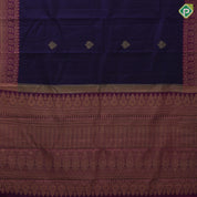 Dark blue gold zari leaf butta motif purple gold zari peacock banaras style design border gift silk saree