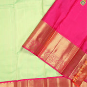 Pista Green With Gold Zari Dotted Butta And Rose Pink Border Bridal Silk Saree