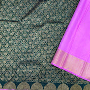 Bottle Green Two Lines Mid Bavanji Border Grand Bridal Silk Saree