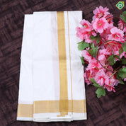 Cream White Gold Zari Border 8 Muzham Pure Mix Special Silk Dhoti