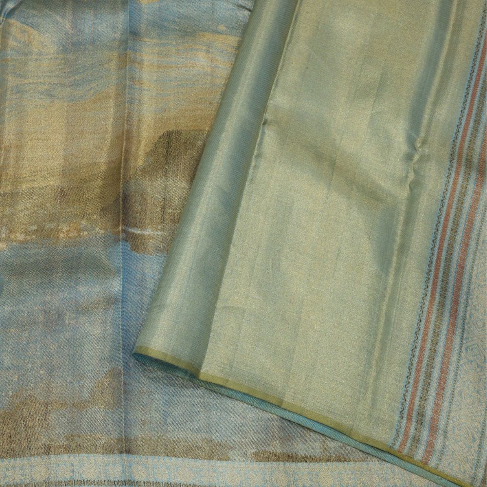 Rama Blue base Galaxy Planets effect inspired grand tissue weaved Exclusive signature silk saree