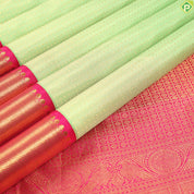 Pista Green With Gold Zari Dotted Butta And Rose Pink Border Bridal Silk Saree