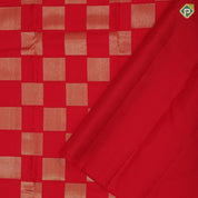 Chilly red gold zari Chess board pattern self gold zari bavanji border trendy designer silk saree