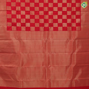 Chilly red gold zari Chess board pattern self gold zari bavanji border trendy designer silk saree