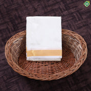 Cream White Gold Zari Border 8 Muzham 60 Kuligai Pure Mix Silk Dhoti