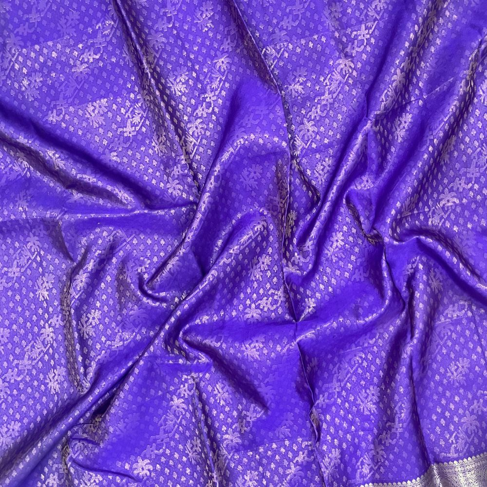 Indigo Blue With Mayilkan Design Border Grand Bridal Silk Saree