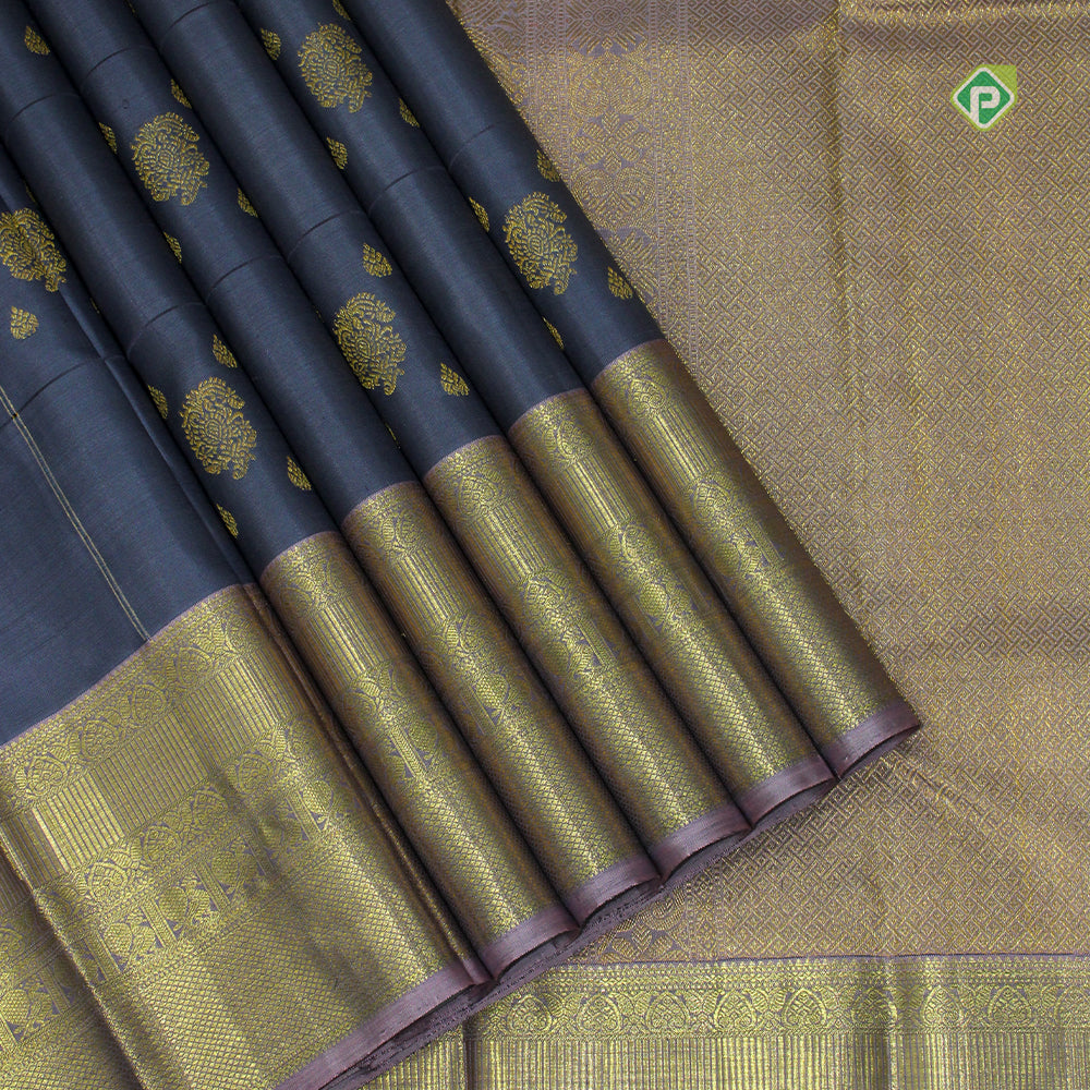 Iron Grey Bavanji Border Exclusive Wedding Silk Saree