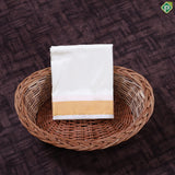 Cream White Gold Zari Border 8 Muzham 80 Kuligai Pure Mix Silk Dhoti