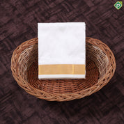 Cream White gold zari 80 Kan 8 Muzham Pure Silk Dhothi pattu Vesti