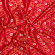 Chilly Red Self Colour With Gold Zari With Green Thread Meena Work Grand Border Exclusive Bridal Silk Saree