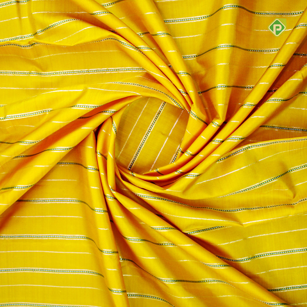 Cyber Yellow Floral And Leaf Border Pure Traditional Silk Saree