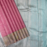 Powder Pink Art Effect Design Border Exclusive Tissue Silk Saree