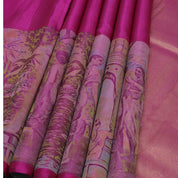 Rani pink full body soft thread weaved Nala Thamayanthi painting Art effect border signature silk saree