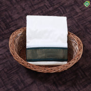 Cream White Ganga Jamuna Gold Zari 9 Kan Border Asha Silk 10*6 Dhoti