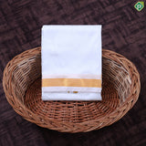 White Gold Zari Border 8 Muzham 40 Kuligai Pure Mix Silk Dhoti