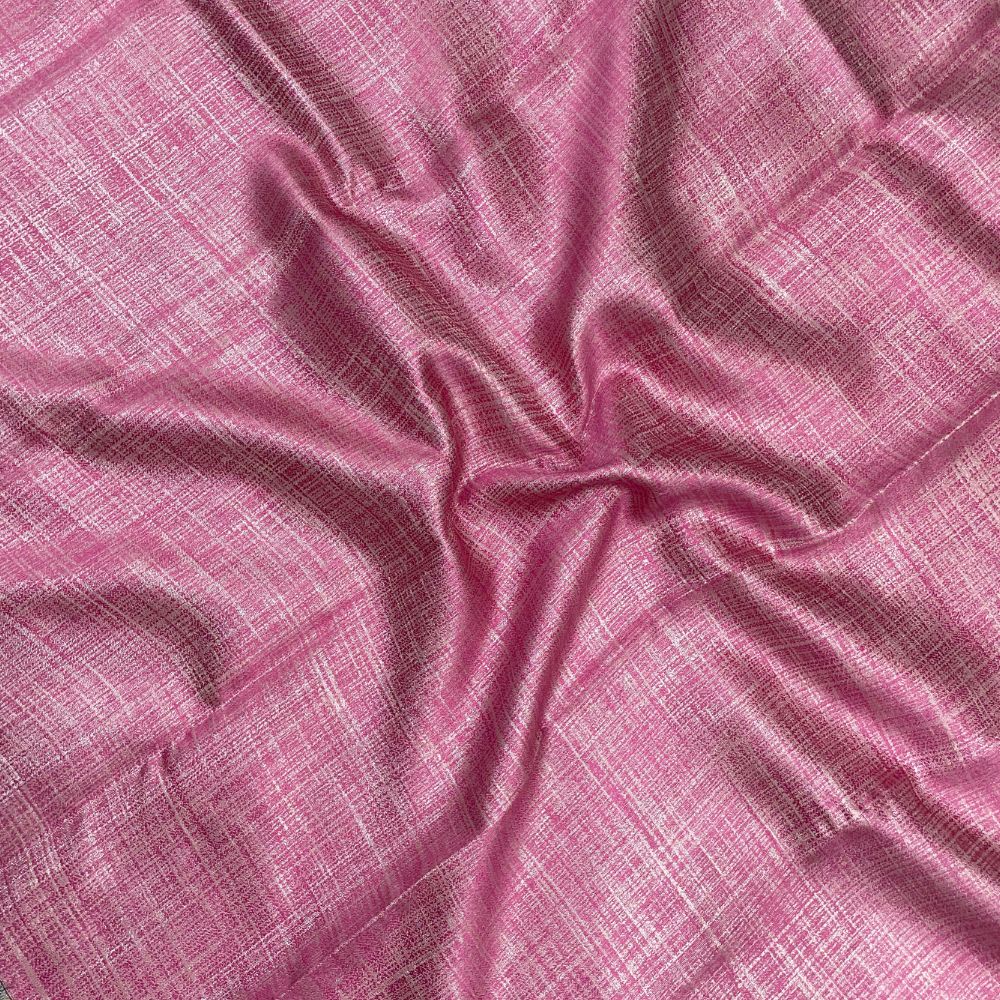 Powder Pink Art Effect Design Border Exclusive Tissue Silk Saree