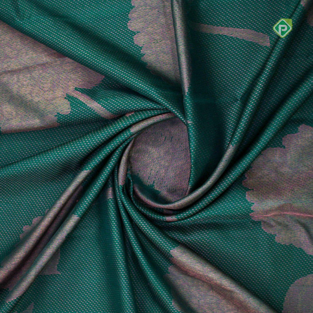Bottle Green Creamy Pink Borderless Trendy Design Saree