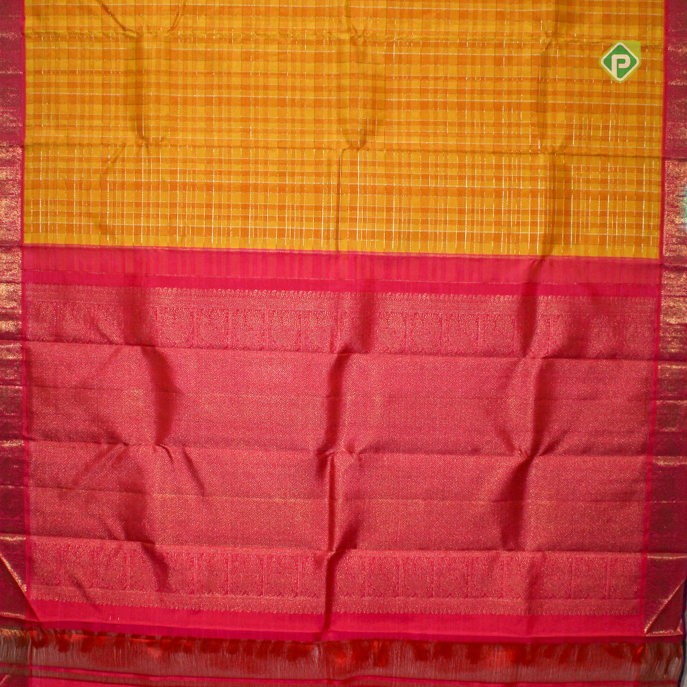 Corn Yellow Peacock Butta Motifs Border Bridal Silk Saree