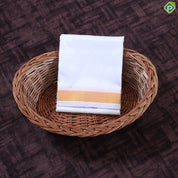 White Gold Zari Border 8 Muzham 60 Kuligai Pure Mix Silk Dhoti