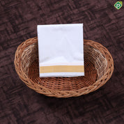 Pure White Gold Zari 60 Kuligai 8 Muzham Pure Silk Dhothi Pattu Vesti