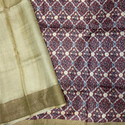 Dark Onion With Gold Zari Plain Border Tusser Silk Saree