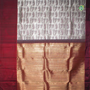 Thunder Grey Self Thread Embossed Border Trendy Designer Silk Saree