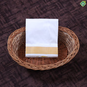 Pure White Gold Zari 80 Kuligai 8 Muzham Pure Silk Dhothi Pattu Vesti