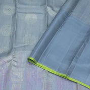 Royal Blue gold zari kattam checked round butta self thamayanthi stading posture art effect painting signature silk saree