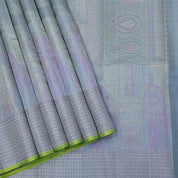 Royal Blue gold zari kattam checked round butta self thamayanthi stading posture art effect painting signature silk saree