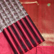 Thunder Grey Self Thread Embossed Border Trendy Designer Silk Saree