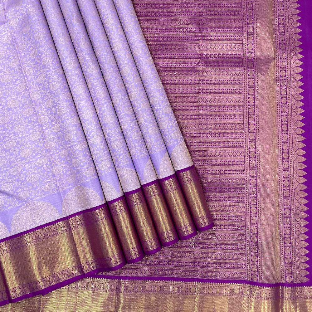 Lavender And Purple With Two Lines Mid Bavanji Border Grand Bridal Silk Saree