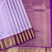 Lavender And Purple With Two Lines Mid Bavanji Border Grand Bridal Silk Saree