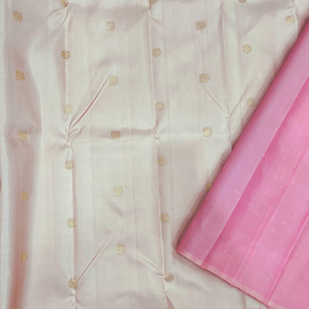 Peach With Diamond And Mango Butta Motifs Design Border Traditional Silk Saree