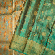 Mint green deep sea living and articles Meena work design Peacock green gold zari border signature edition trendy silk saree