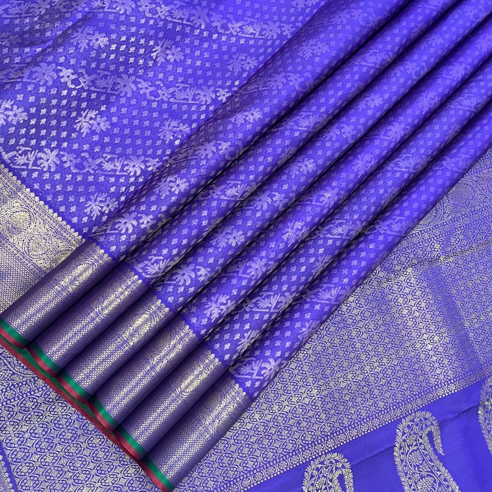 Indigo Blue With Mayilkan Design Border Grand Bridal Silk Saree