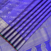 Indigo Blue With Mayilkan Design Border Grand Bridal Silk Saree