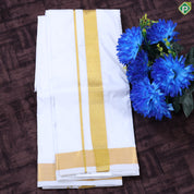Pure White Gold Zari 80 Kuligai 8 Muzham Pure Silk Dhothi Pattu Vesti